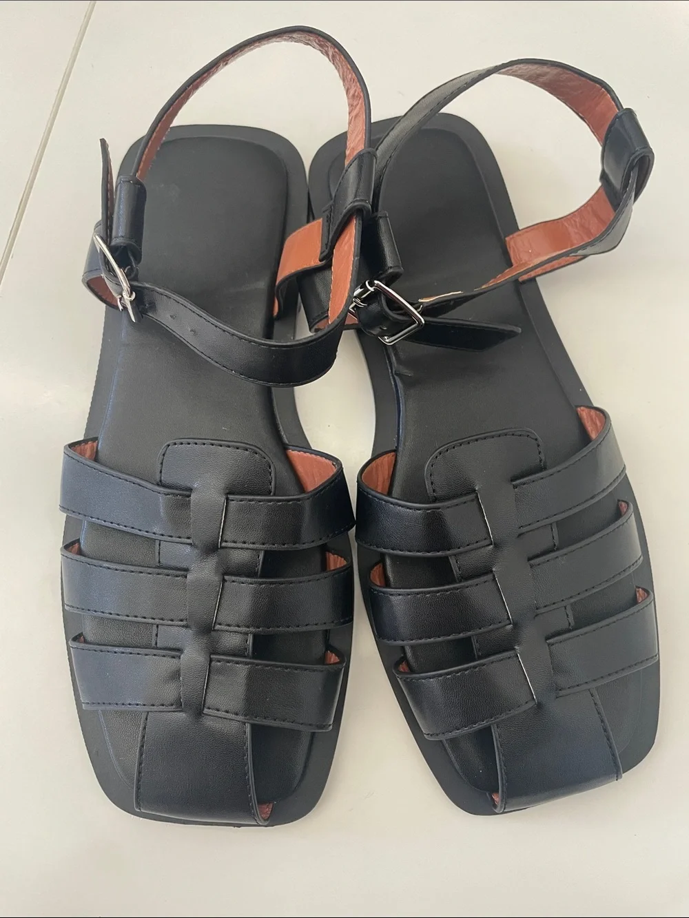 Women’s Black Fisherman Sandals with Adjustable Ankle Strap
